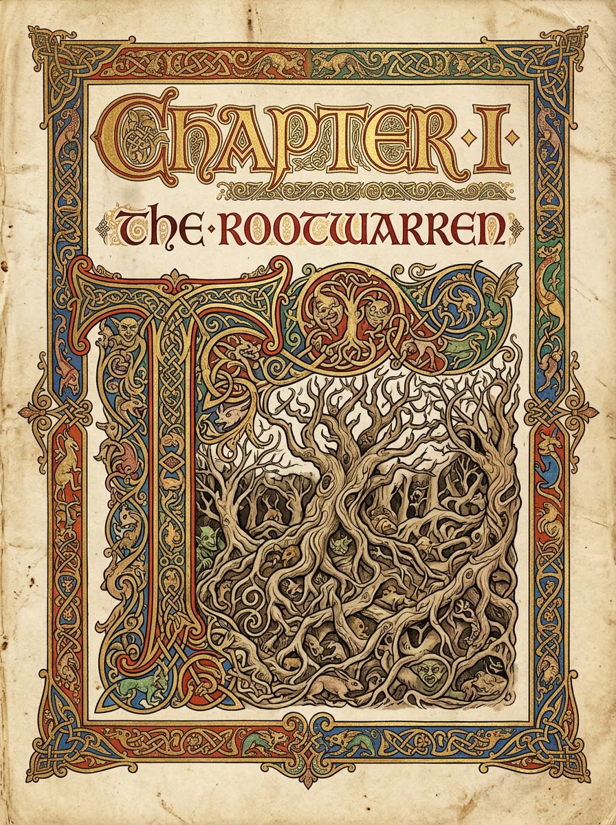 Chapter I — The Rootwarren, illuminated frontispiece